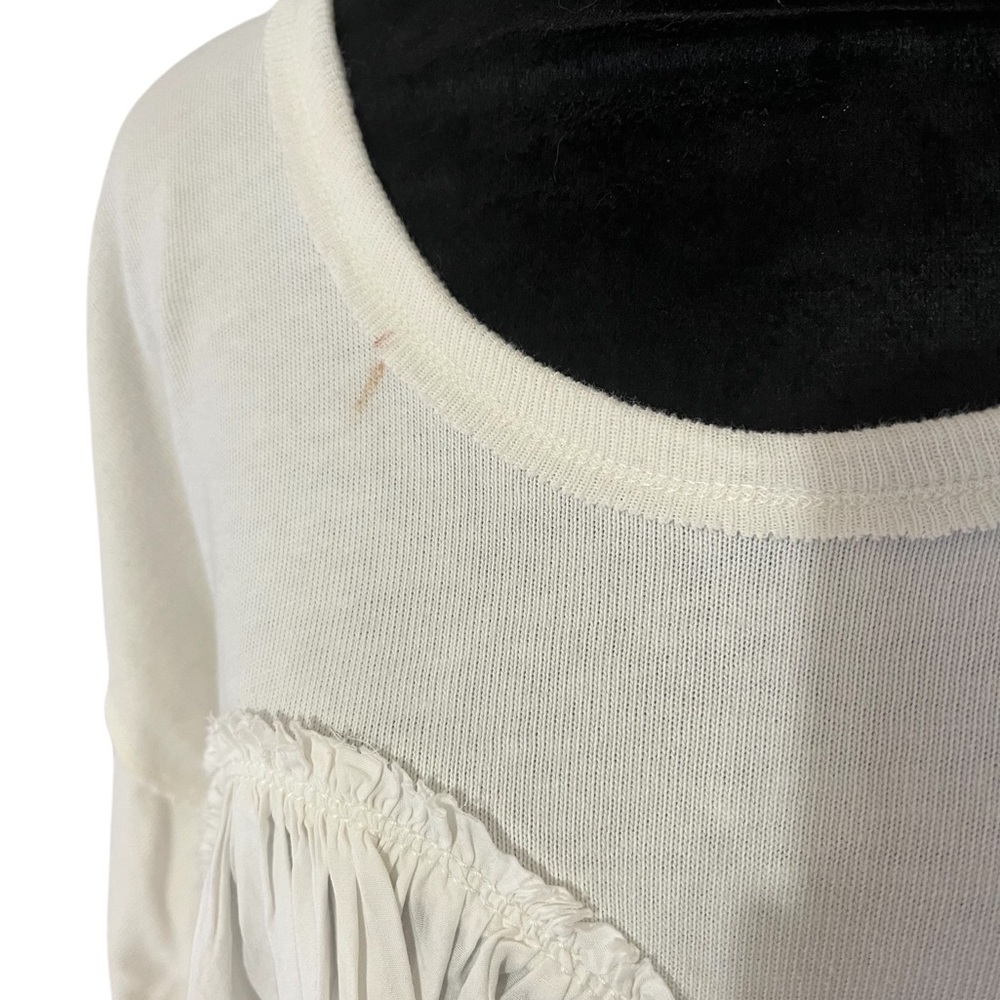 Free People White Pleated Tiered Mini babydoll  Sundress with Dolman Sleeves - Picture 5 of 6